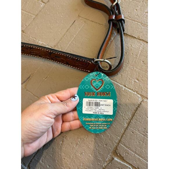 Turquoise Cross Floral Carved Breast Collar, Straight, Pony NWT - Picture 7 of 7